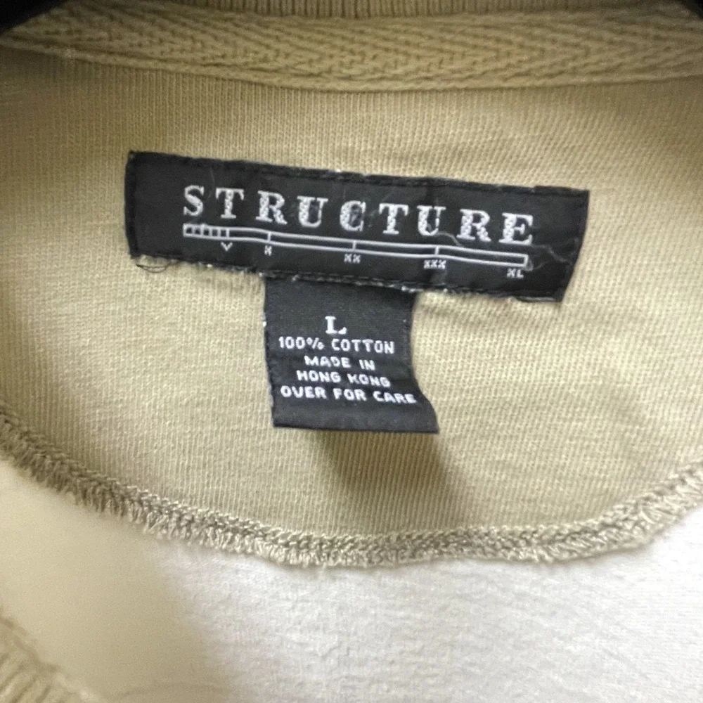 VTN Structure Men's L Rugby Shirt‎ Ivory & Khaki Y2K Grunge Fit 6 Button Closure